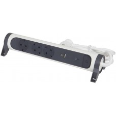 Разклонител 3ка 1,5м. с ключ и защита от пренапрежение USB A+C